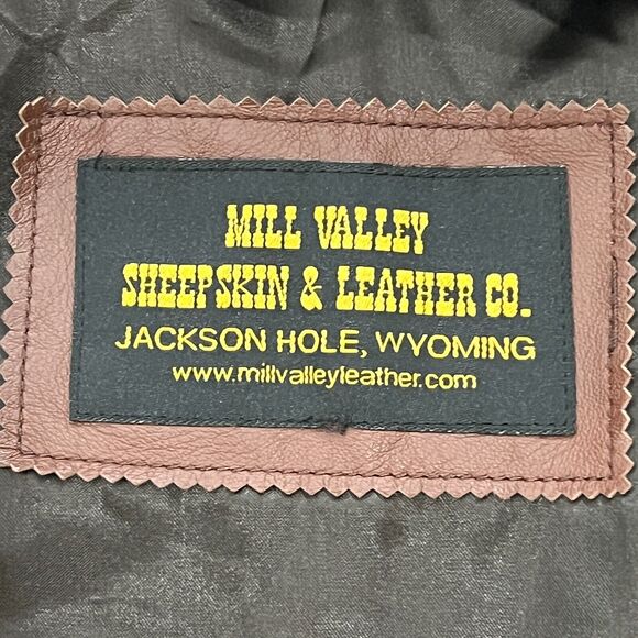 Mill Valley Sheepskin & Leather Co. Mens Brown Leather Zip Double Pocket Jacket - Picture 7 of 7
